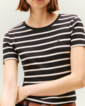 Blusa Tommy Hilfiger color negro rayas doradas y blancas