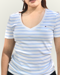 Blusa Tommy Hilfiger color blanco rayas celestes