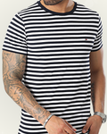 Camiseta Tommy Hilfiger Slim Fit color azul rayas blancas