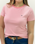 Blusa Tommy Hilfiger color rosado rayas blancas