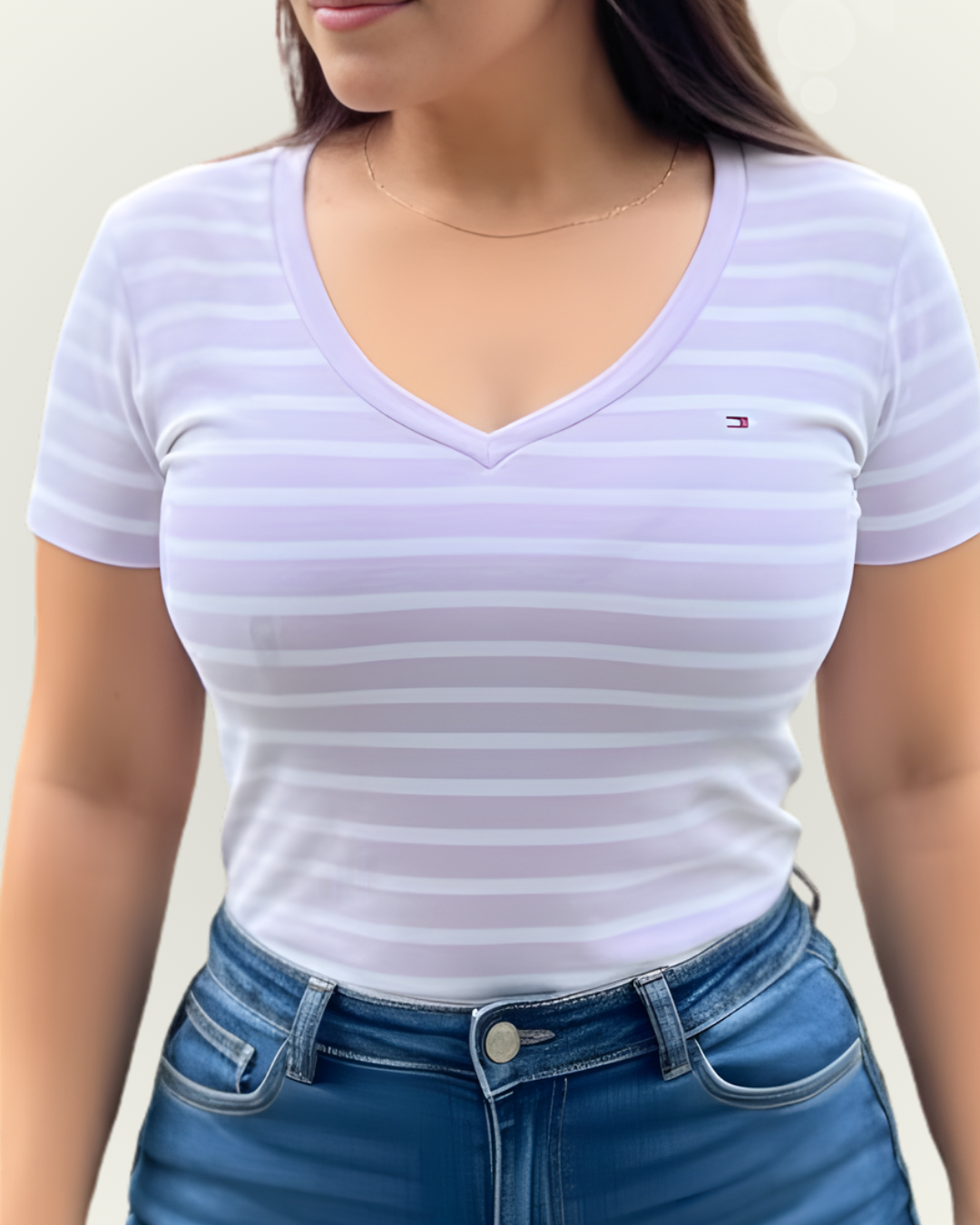 Blusa Tommy Hilfiger color lila rayas blancas