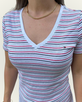 Blusa Tommy Hilfiger color blanca rayas multicolor