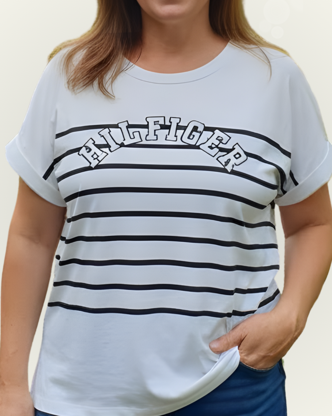 Blusa Tommy Hilfiger color blanco rayas azules