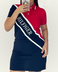 Vestido Tommy Hilfiger color azul y rojo