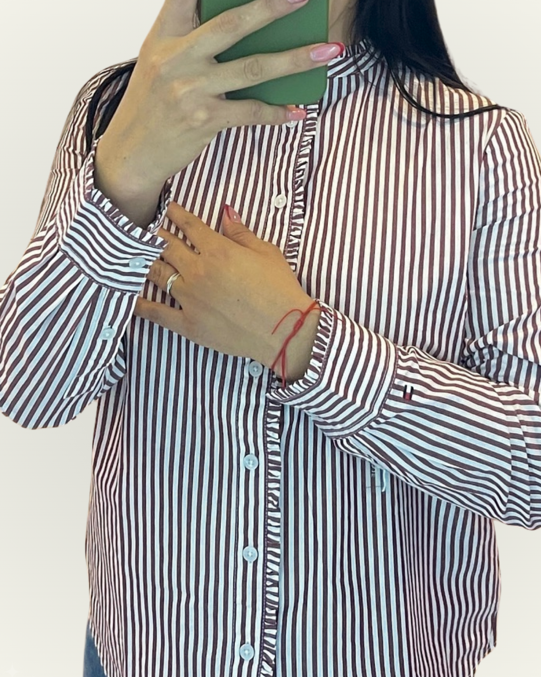 Camisera Tommy Hilfiger color blanco rayas grises