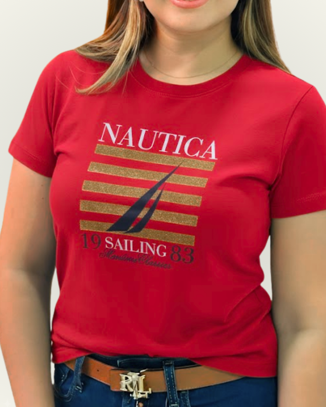 Blusa Náutica color rojo estampado