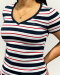 Blusa Tommy Hilfiger color azul rayas blancas y rojas
