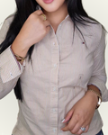 Camisera Tommy Hilfiger color beige rayas café