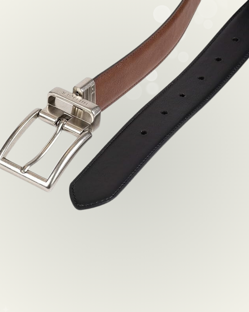 Faja Tommy Hilfiger color café y negro (reversible)