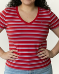 Blusa Tommy Hilfiger color rojo rayas multicolor