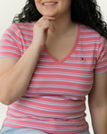 Blusa Tommy Hilfiger color rosado rayas multicolor