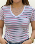 Blusa Tommy Hilfiger color blanca rayas multicolor